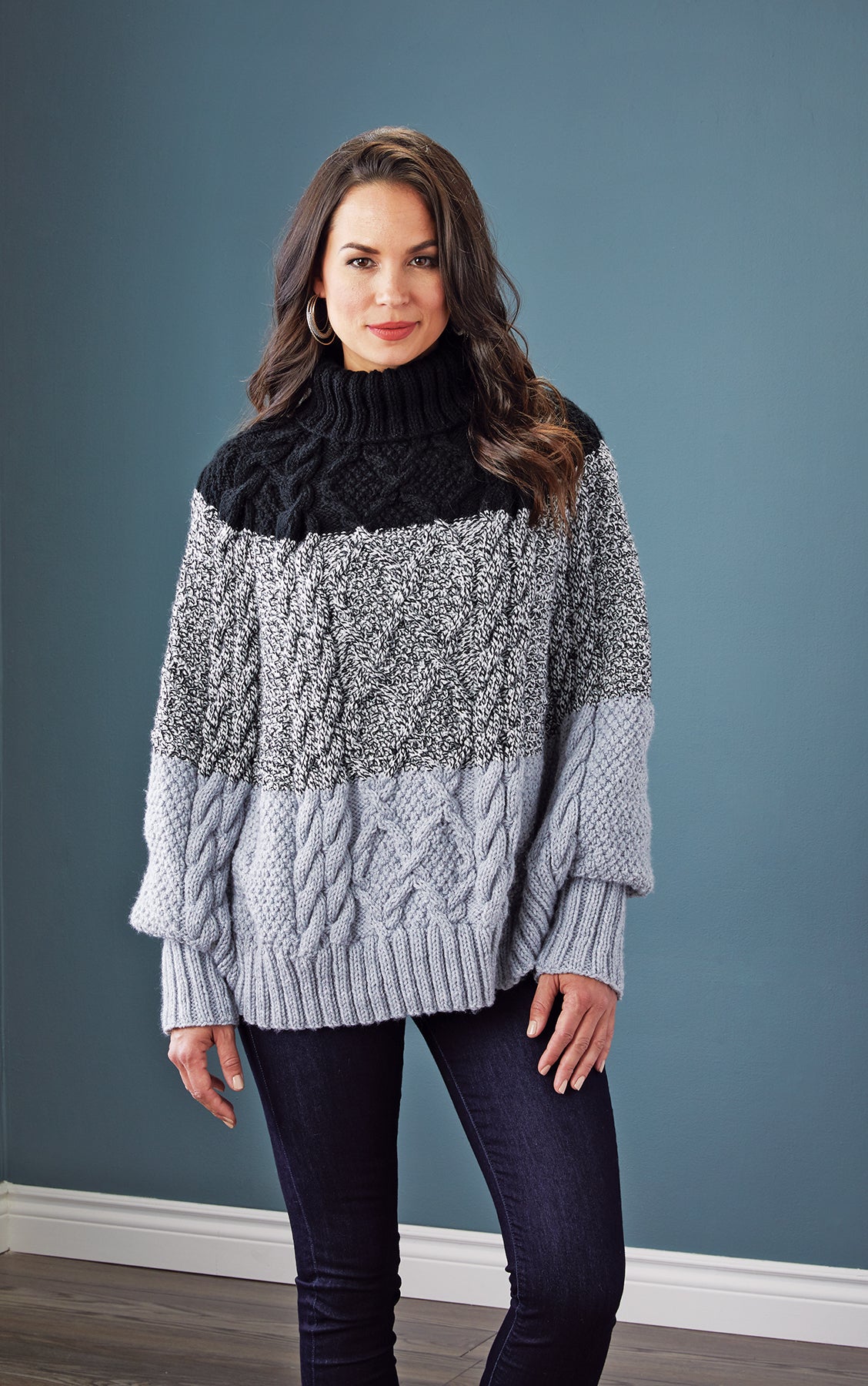 Poncho câblé confortable