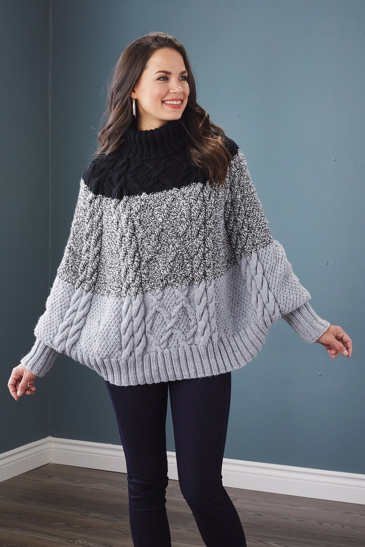 Poncho câblé confortable