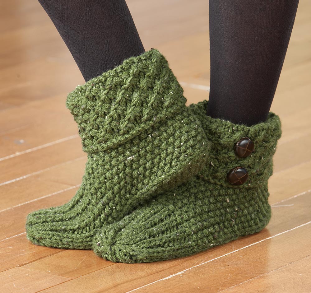 Knit Tweed Slippers Pattern