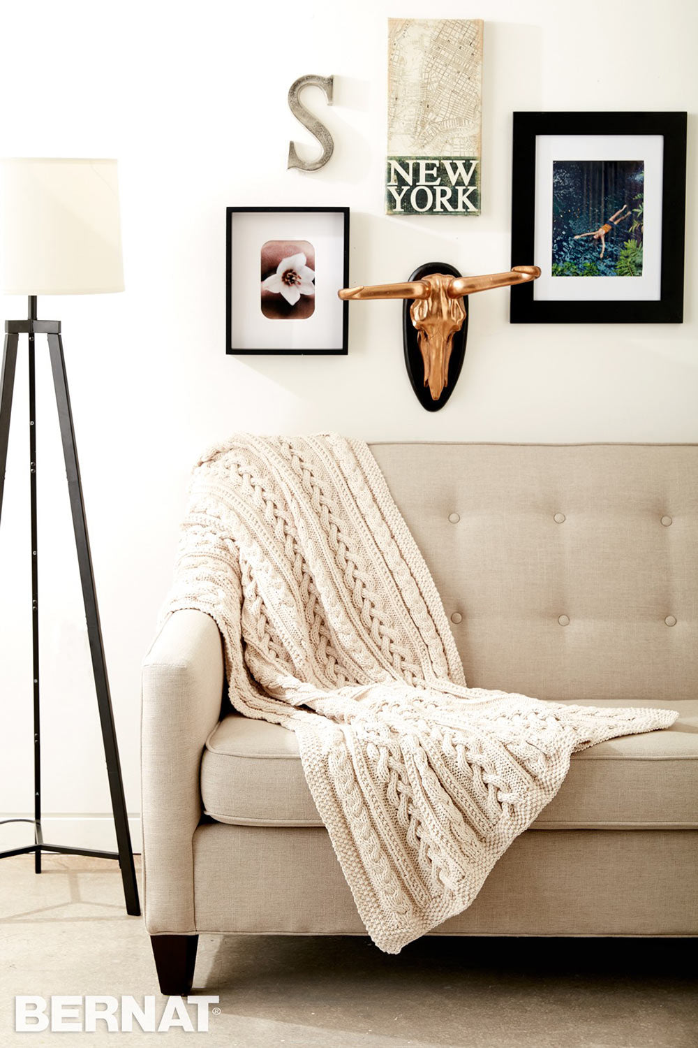 Modèle de jeté en tricot torsadé gratuit