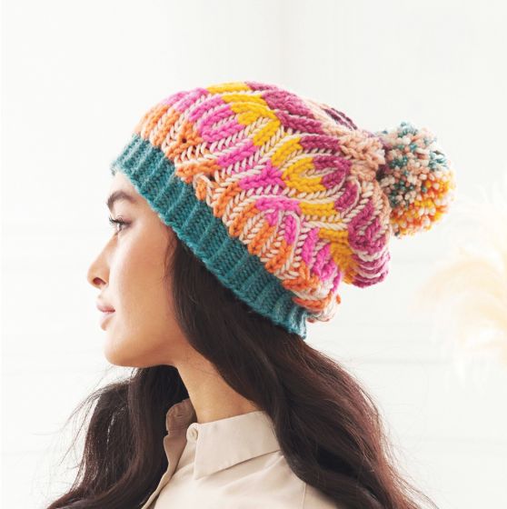 Free Brioche Cables Knit Hat Pattern
