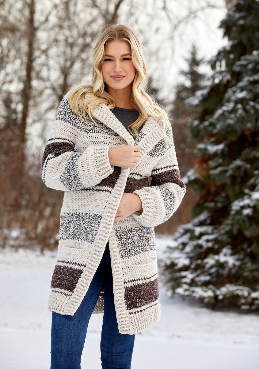 Cardigan à rayures naturelles