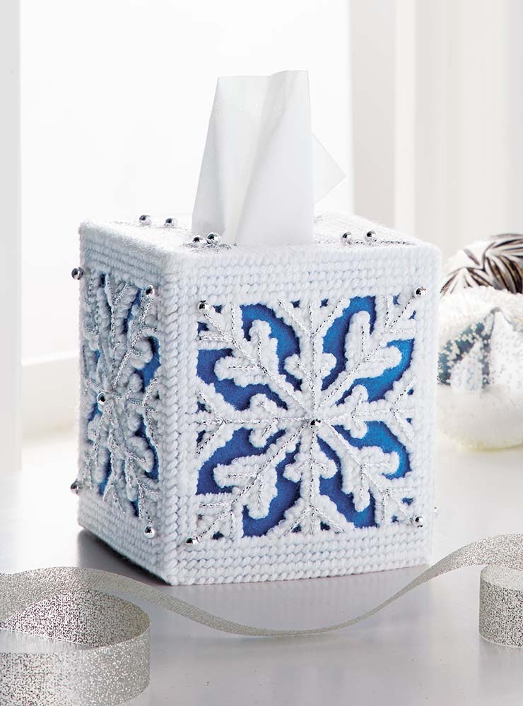 Snowy Winter Tissue Box Cover Plastic Canvas Kit