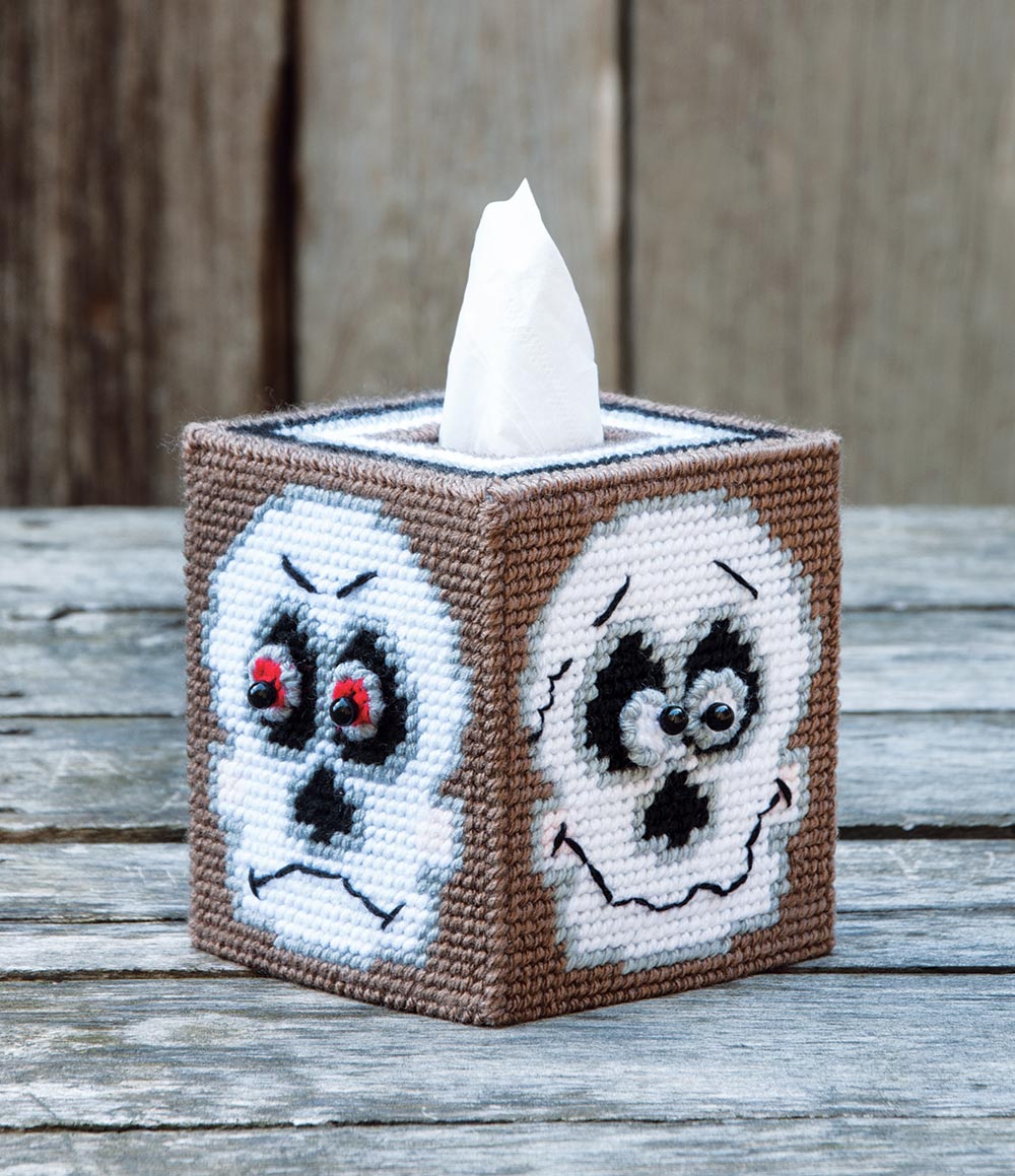 Skull Tissue Box Cover Plastic Canvas Kit