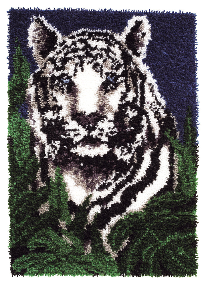 White Tiger Latch Hook Rug Kit