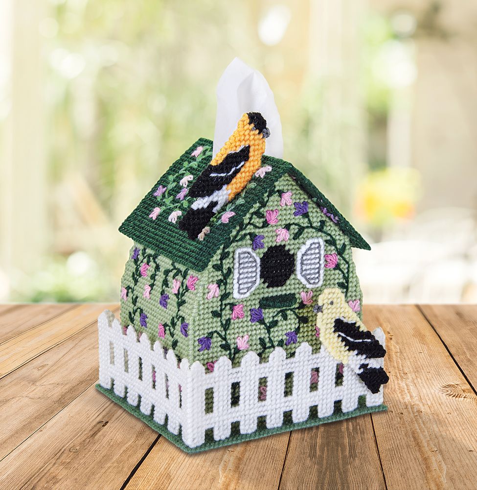 Kit de toile en plastique pour couverture de boîte à mouchoirs Spring Birdhouse