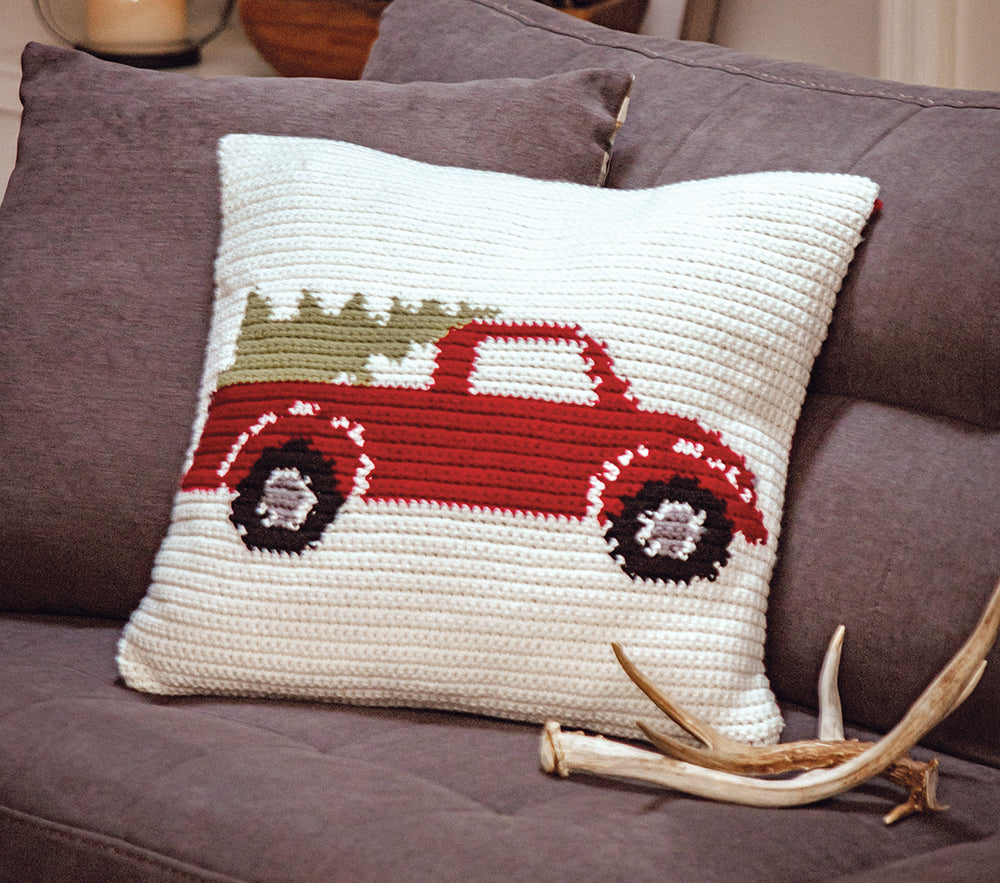 Housse de coussin au crochet de ferme