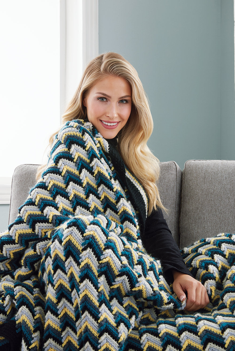 Drop Stitch Chevron Blanket