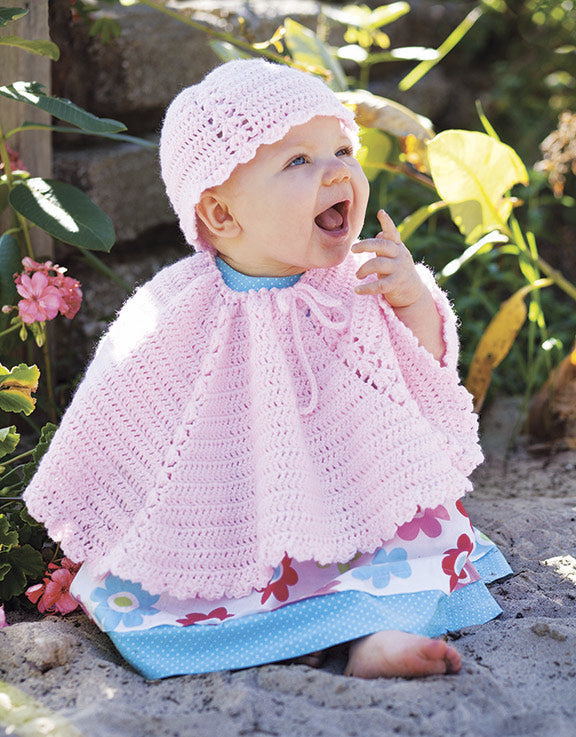 Pretty Poncho and Hat Baby Set