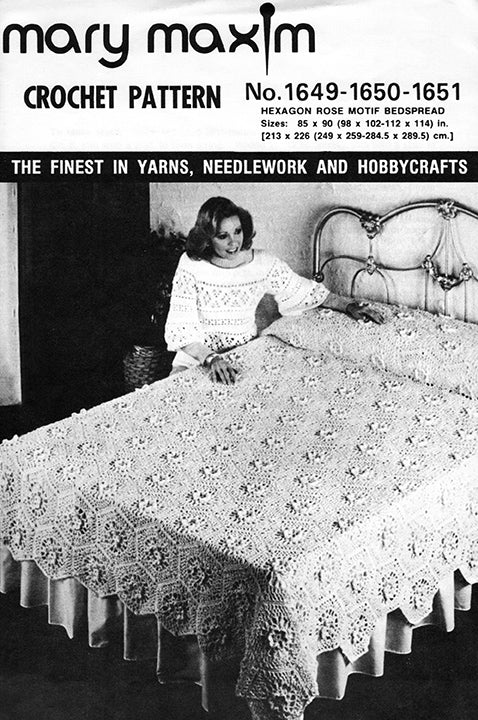 Hexagon Rose Motif Bedspread Pattern