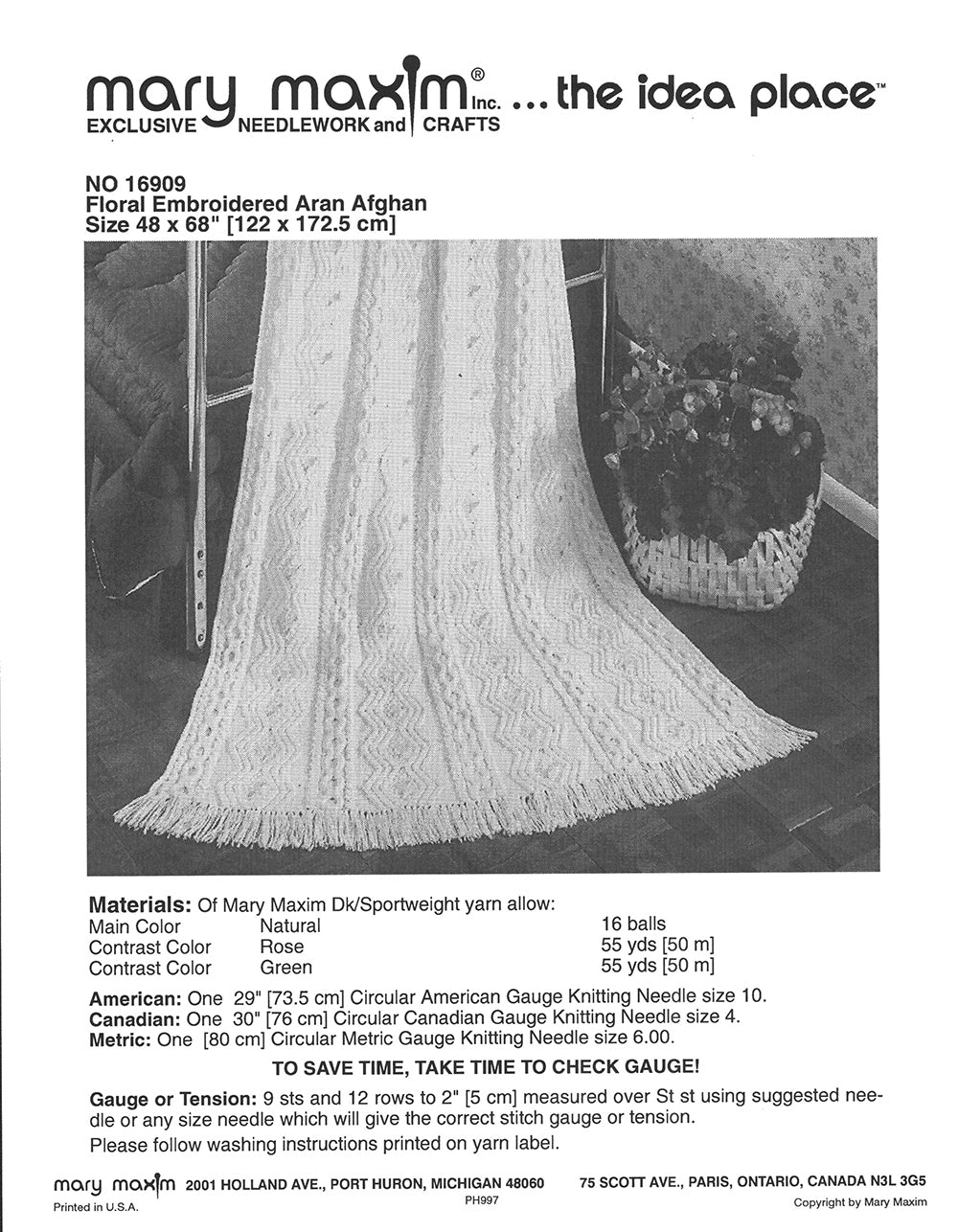 Motif afghan Aran brodé floral