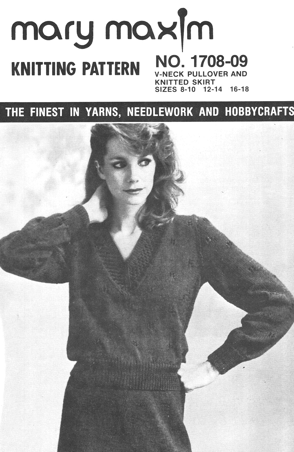 V-Neck Pullover and Knitted Skirt Pattern