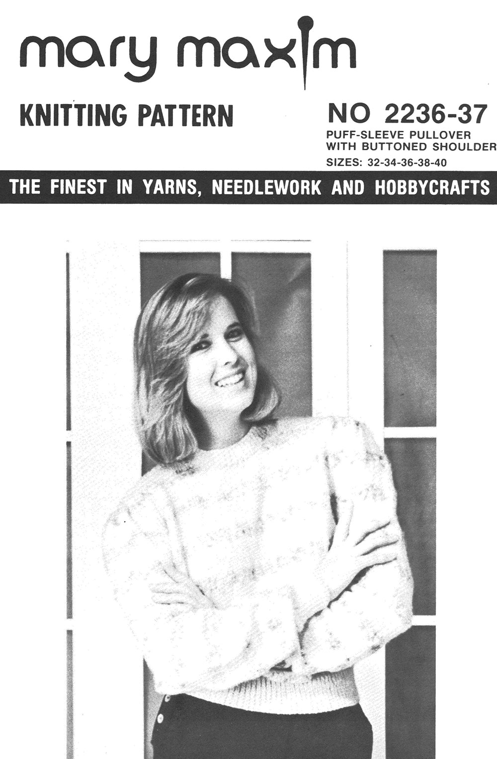 Puff - Sleeve Pullover with Buttoned Shoulder Pattern