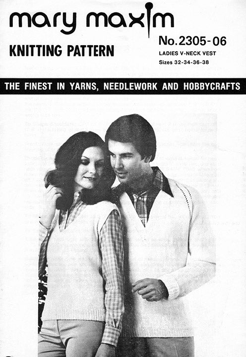 Ladies V-Neck Vest Pattern