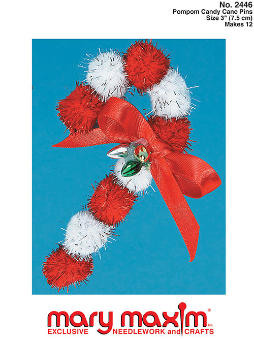 Pompom Candy Cane Pins Pattern