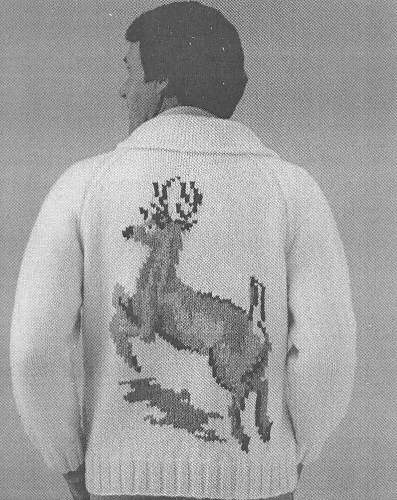 Men's or Ladies' Deer Cardigan Pattern