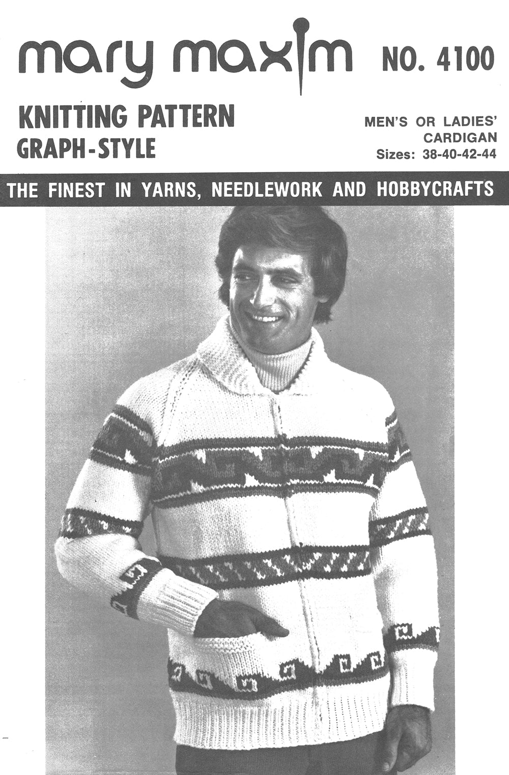 Men's or Ladies' Grecian Scroll Cardigan Pattern