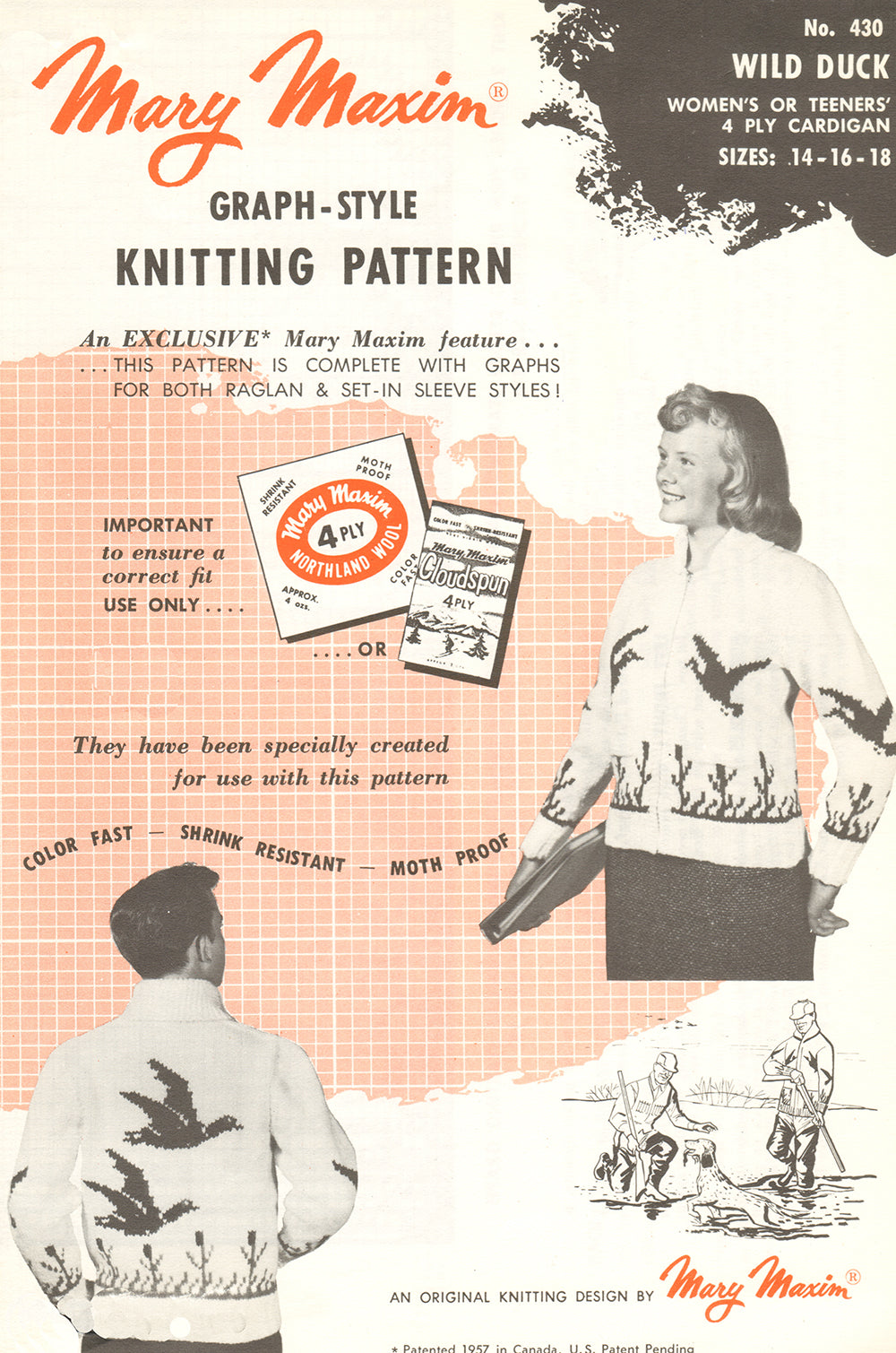 Ladies' or Youth's Cardigan - Wild Duck Pattern