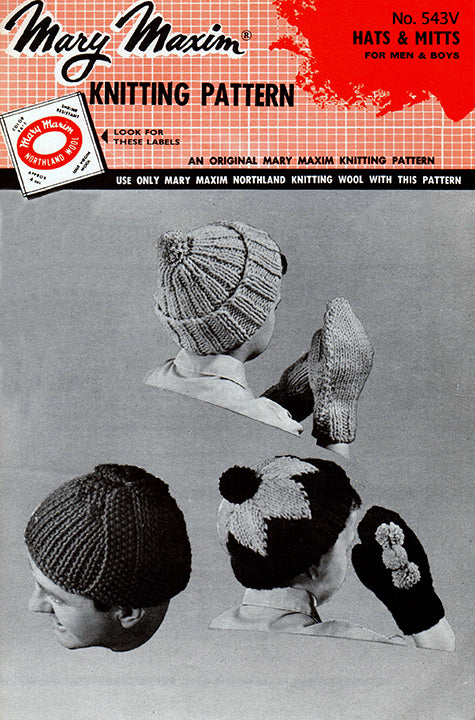 Modèle de chapeau et de mitaines pour hommes et garçons