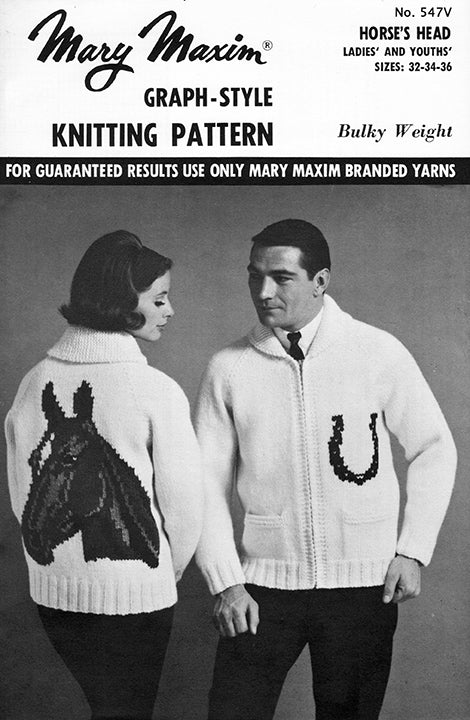 Miss or Teen Horse's Head Cardigan Pattern
