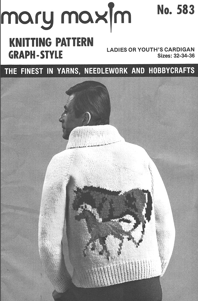 Ladies' or Youth's Horse Cardigan Pattern