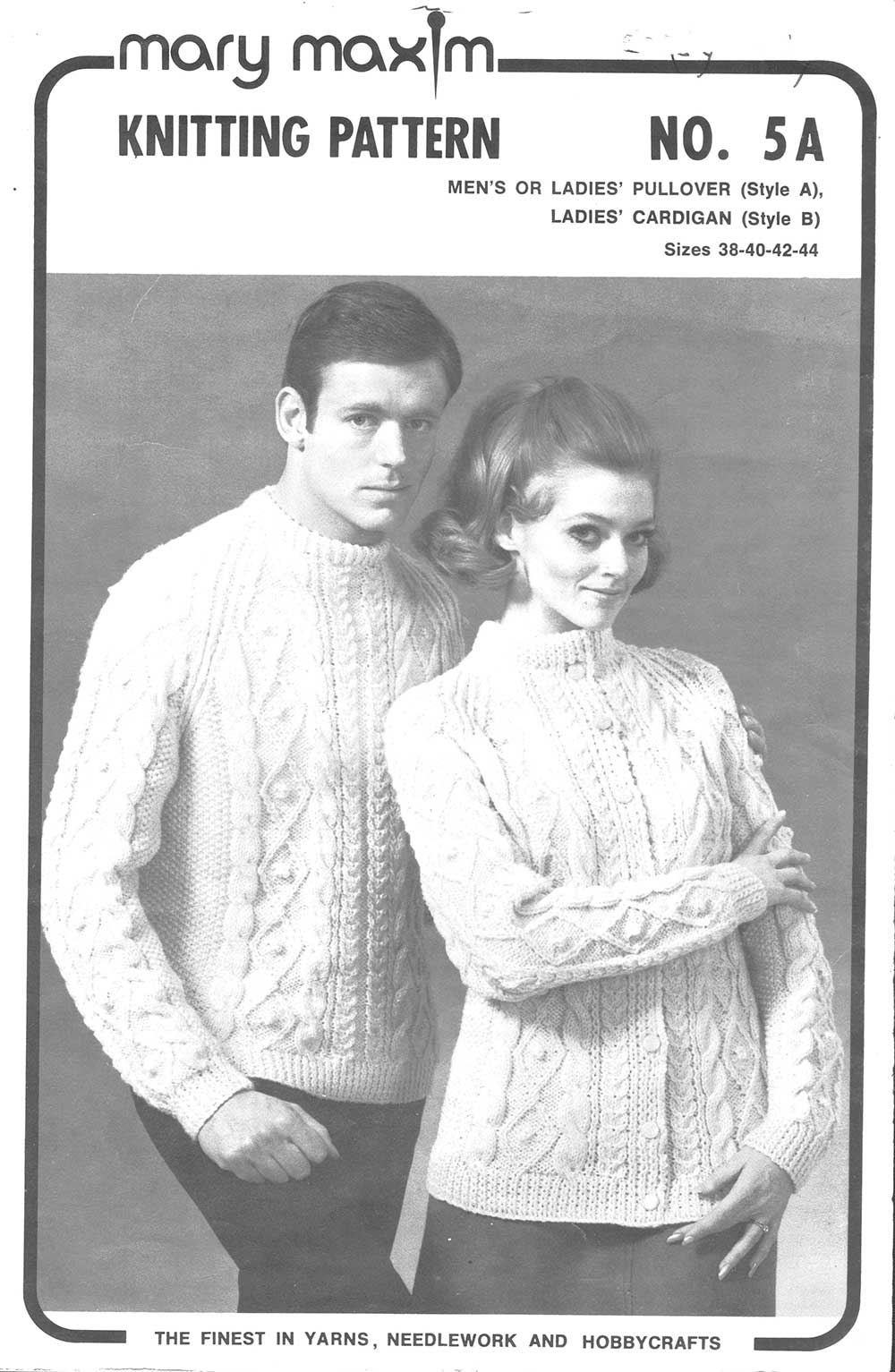 Men's or Ladies' Aran Fisherman Pullover & Ladies' Cardigan Pattern