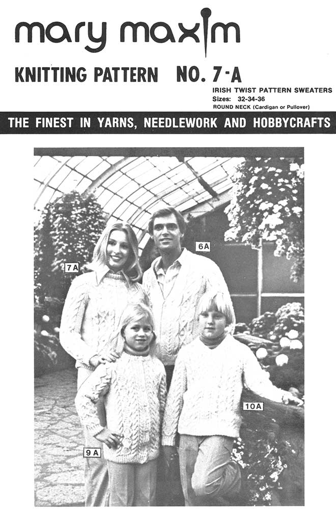 Ladies' or Teen's Aran Fisherman Sweater Pattern