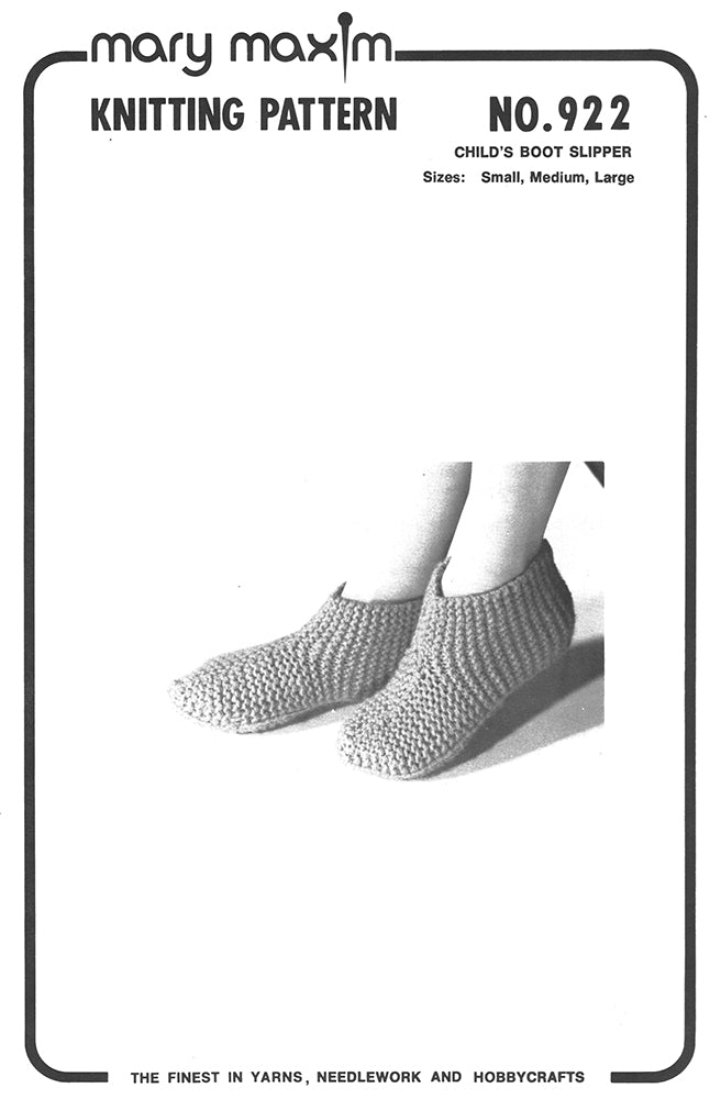 Child's Boot Slippers Pattern