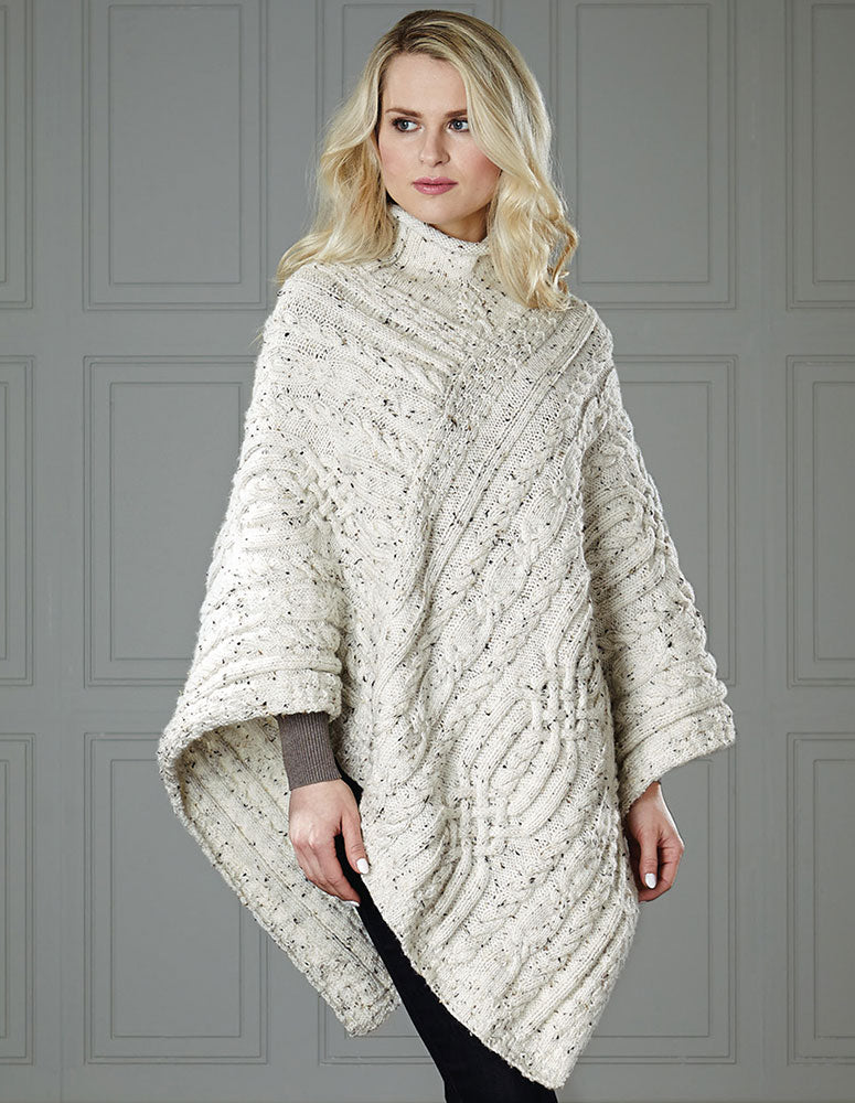 Cabled Tweed Poncho Pattern