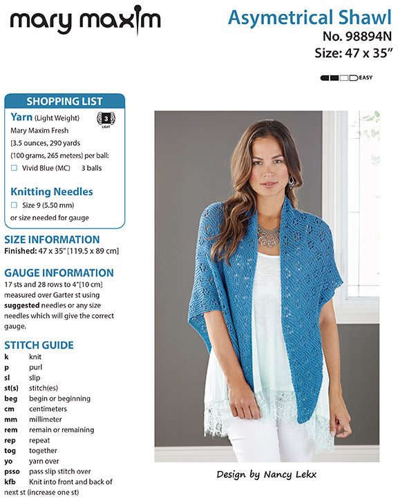 Modèle de châle asymétrique