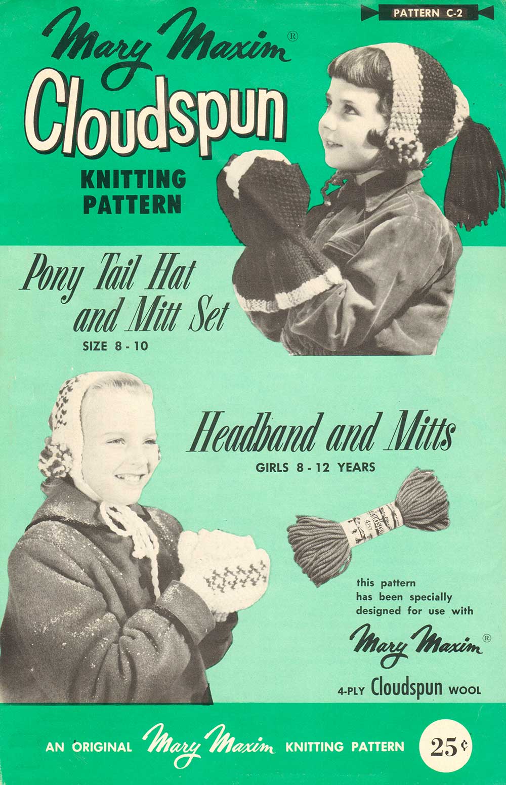 Modèle de chapeau de queue de cheval, bandeau et mitaines