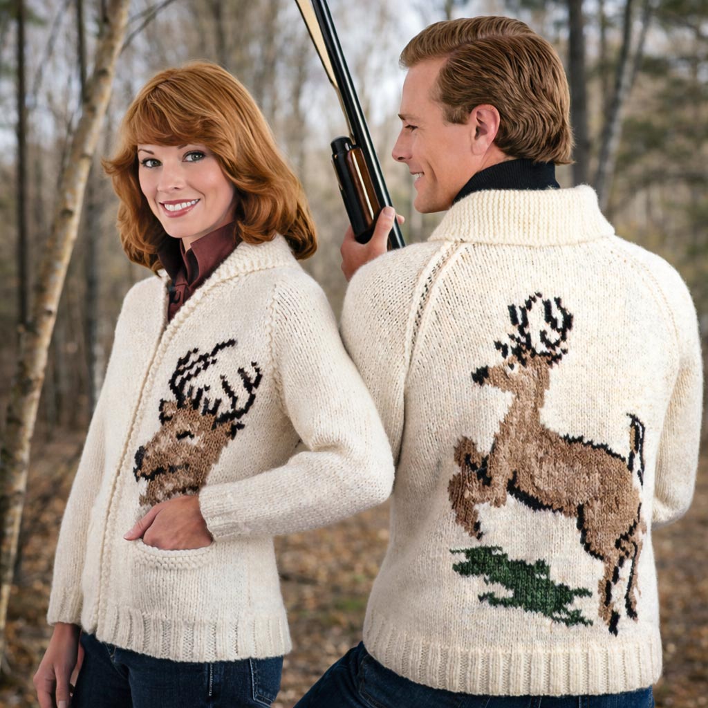 Modèle de cardigan de cerf de Virginie pour dames et jeunes
