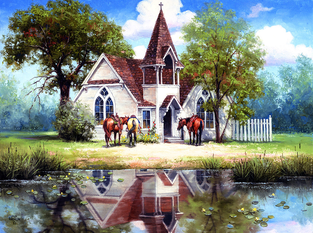 Reflections of a Country Church Jigsaw Puzzle