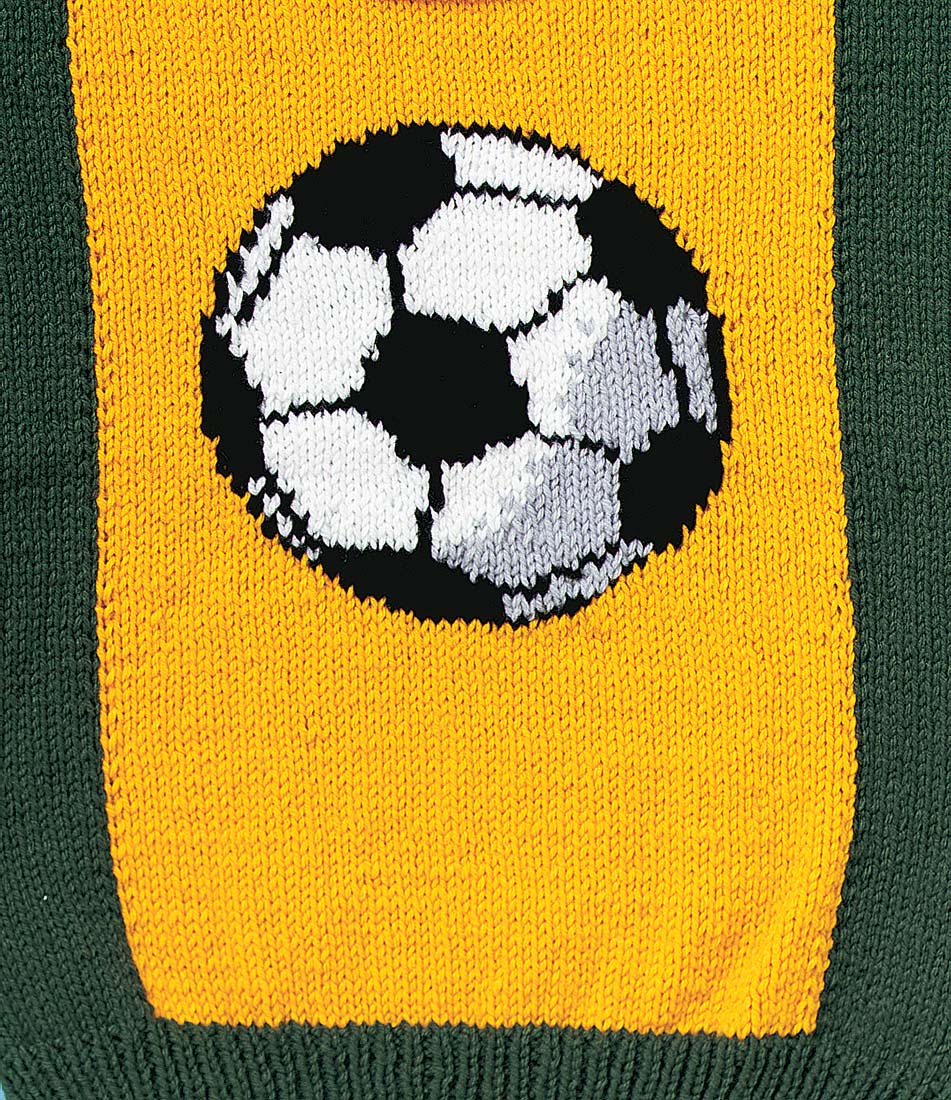 GOOD GRIEF！FOOTBOOL NUMBER KNIT PULLOVER Soccer Pullover Pattern – Mary Maxim Ltd