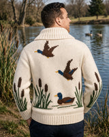 Modèle de cardigan de canards et de queues de chat