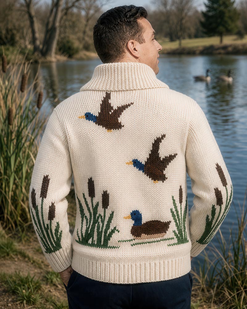 Modèle de cardigan de canards et de queues de chat