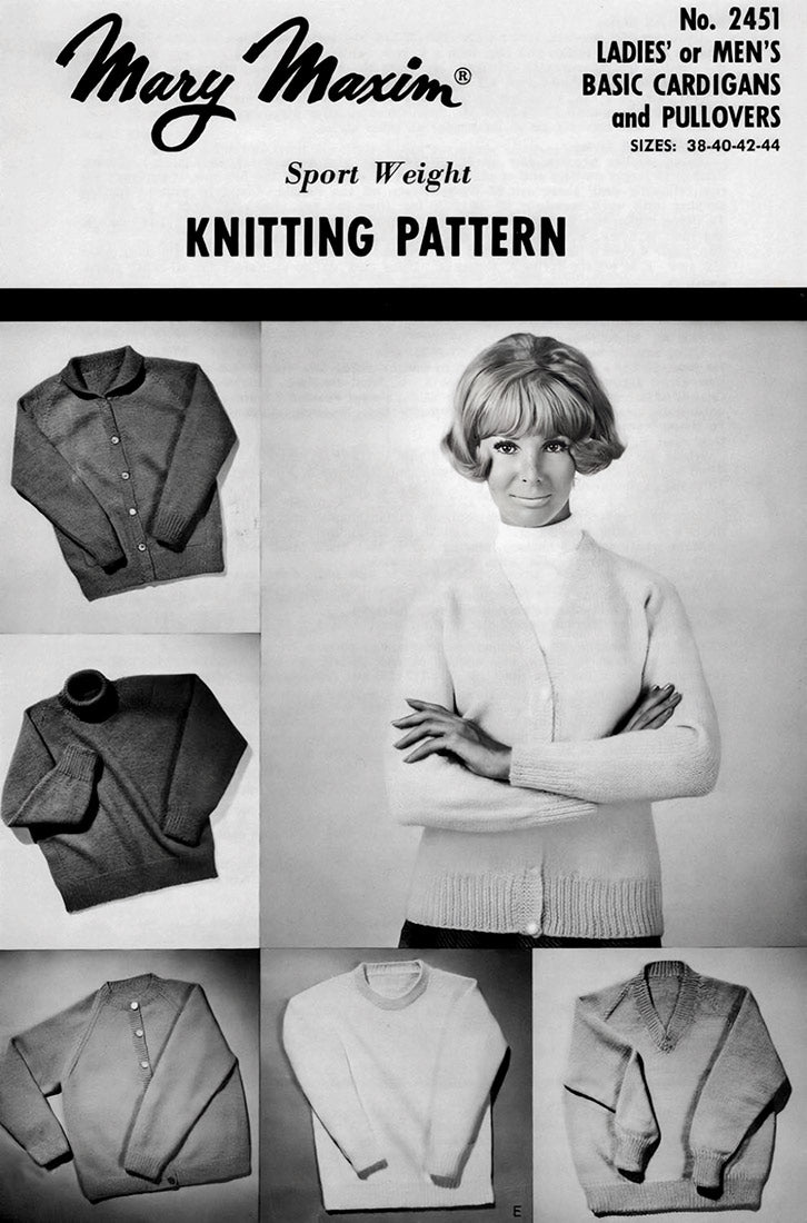 Ladies' or Men's Basic Cardigans and Pullovers Pattern