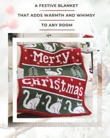 Meowy Christmas Crochet Blanket