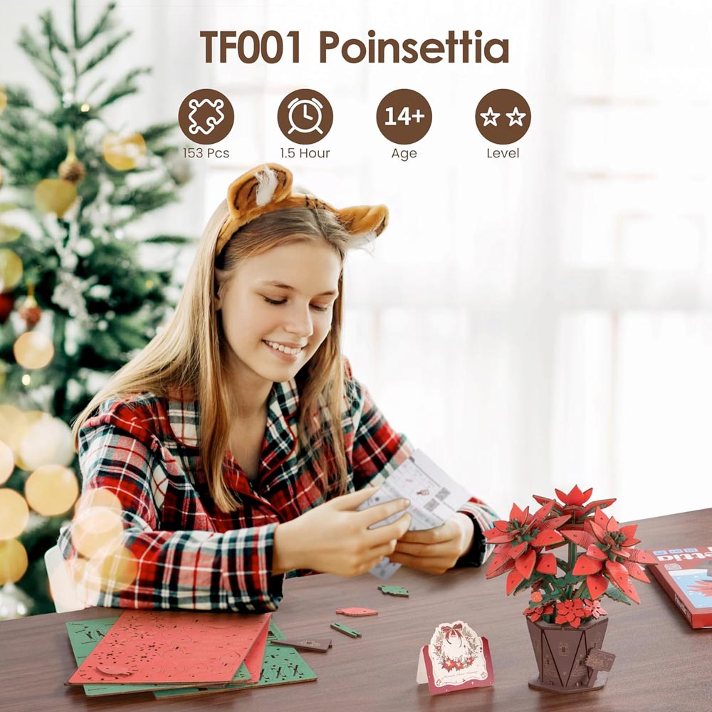 Poinsettia Wood Model Kit
