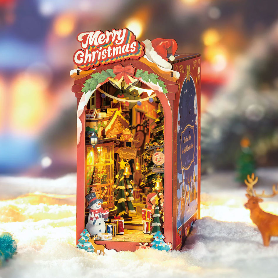 Christmas Street Book Nook Wood Model Kit