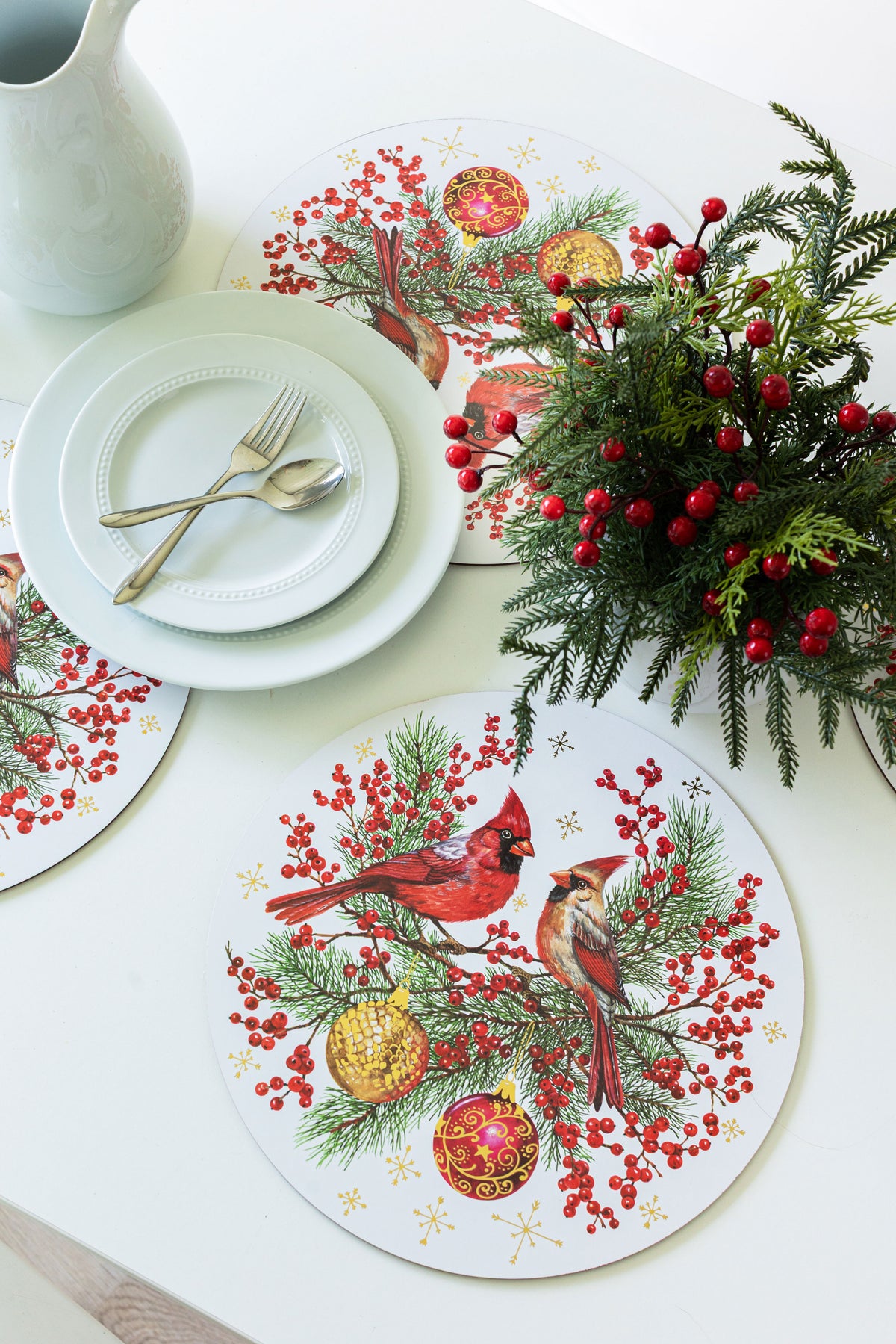 Festive Cardinals Cork Placemats