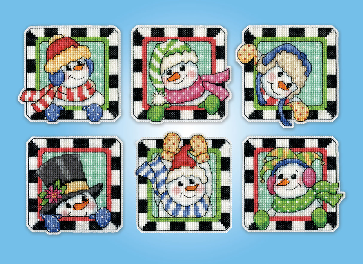 Playful Snowmen 14 Ct. Plastic Canvas Ornaments Kit