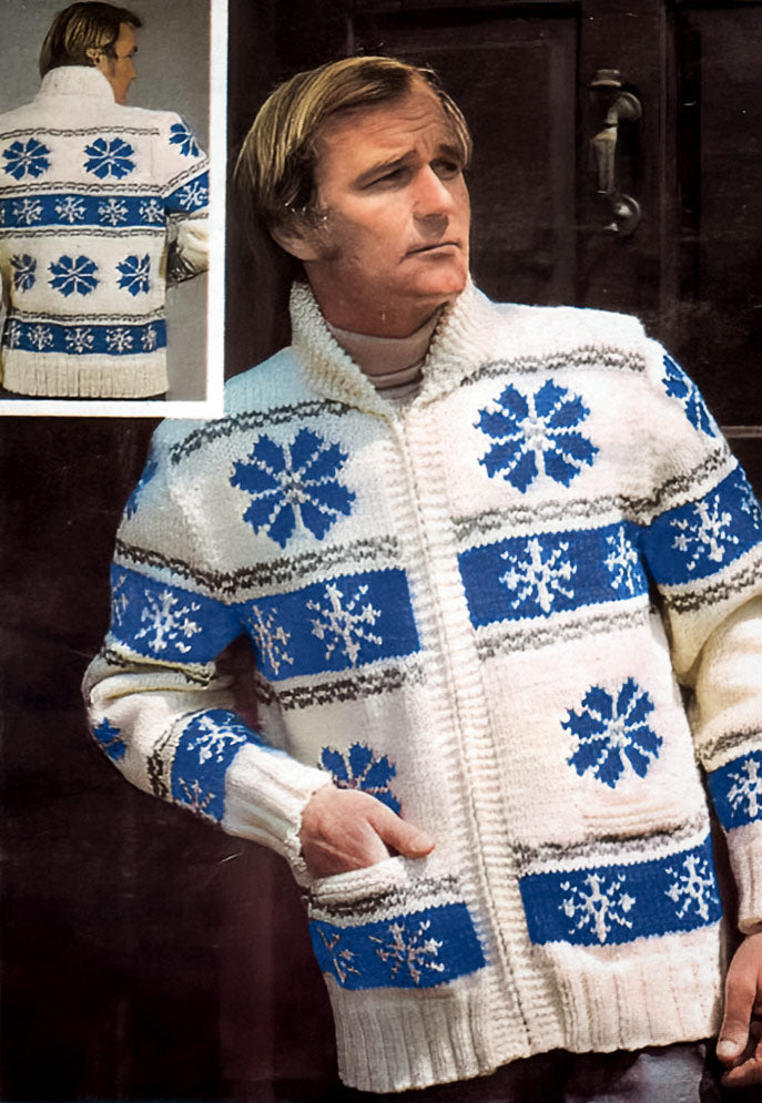 Men's Snowflake Cardigan Pattern – Mary Maxim Ltd