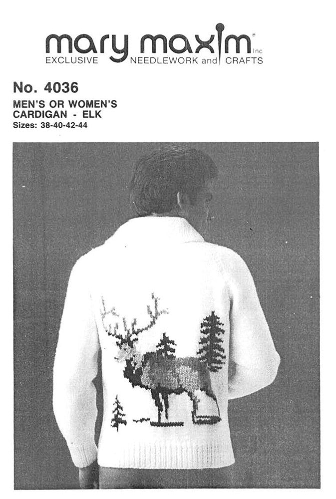 Men's Or Woman's Elk Cardigan Pattern
