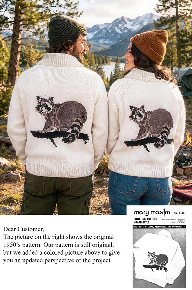 Men's or Ladies' Raccoon Cardigan Pattern – Mary Maxim Ltd