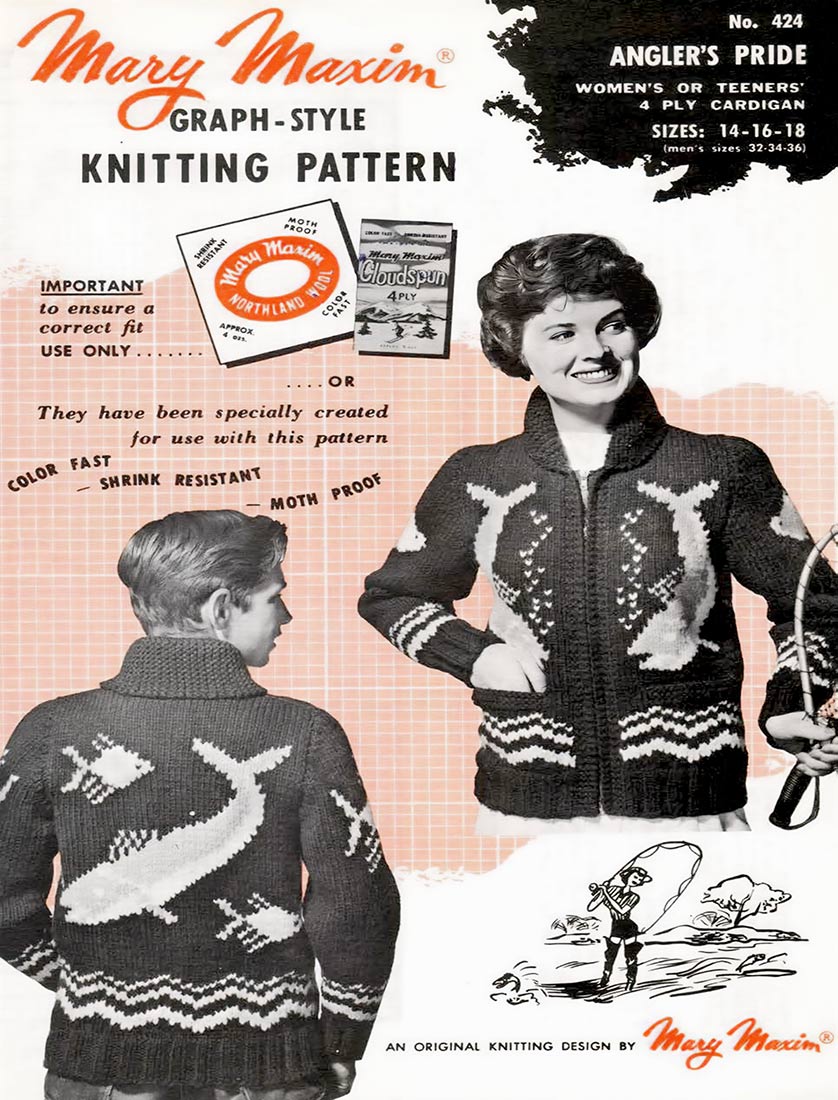 Ladies' or Youth Angler's Pride Cardigan Pattern