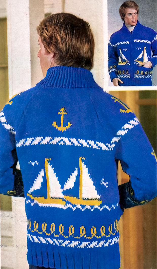 Men's Sailing Time Cardigan Pattern – Mary Maxim Ltd Men's Sailing Time Cardigan Pattern – Mary Maxim Ltd