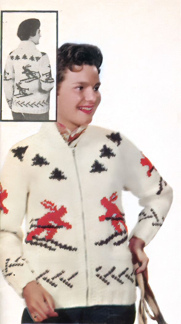 Ladies' or Youth's Cardigan - Skier Pattern