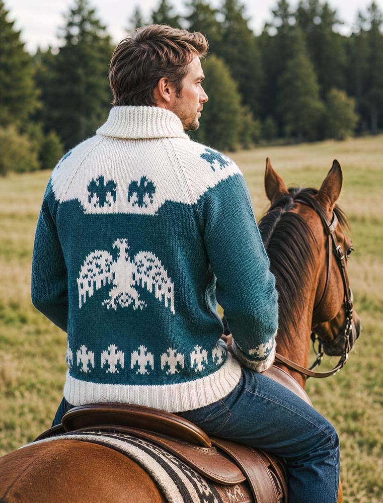 Modèle de cardigan indien aigle pour hommes
