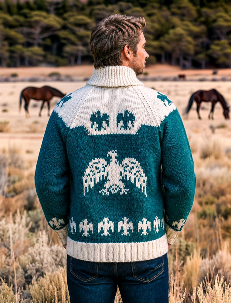 Modèle de cardigan indien aigle pour hommes